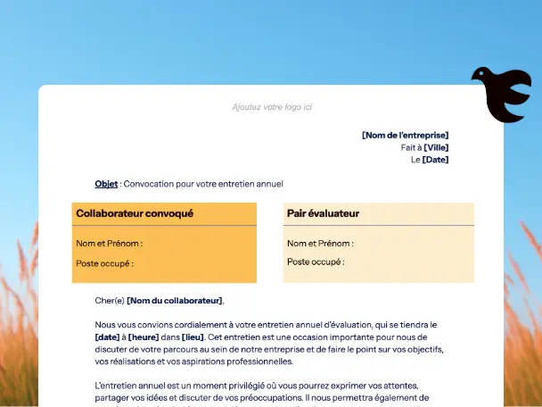 Modèle : lettre de convocation d'entretien annuel