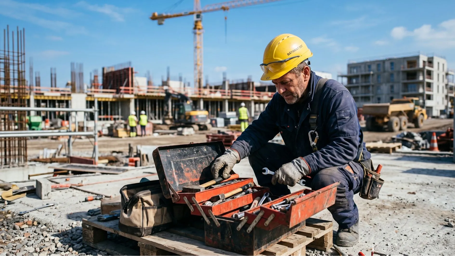 boite à outil sur un chantier